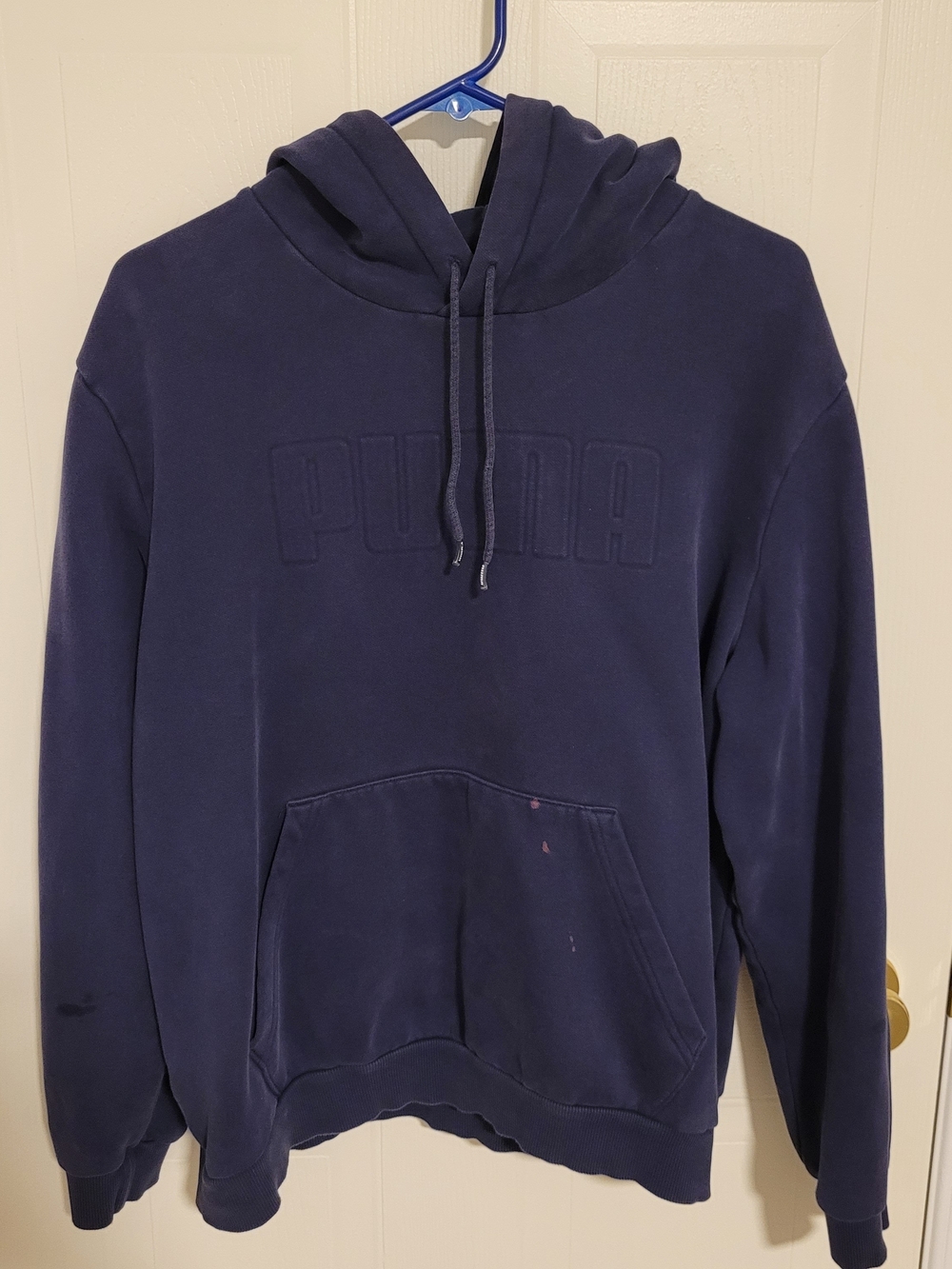 Puma Men's Navy Embossed Logo Hoodie